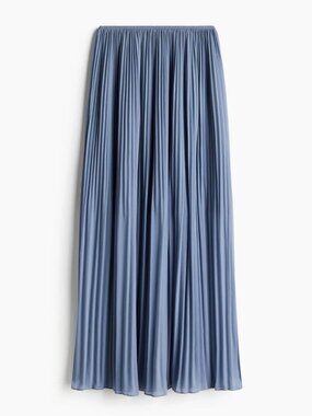 NWT Dusty Blue Pleated Chiffon Midi Skirt